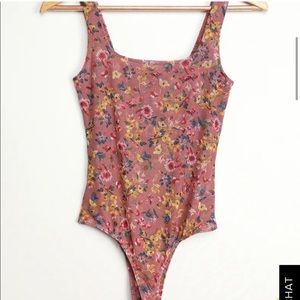Lulus Pink Floral Bodysuit